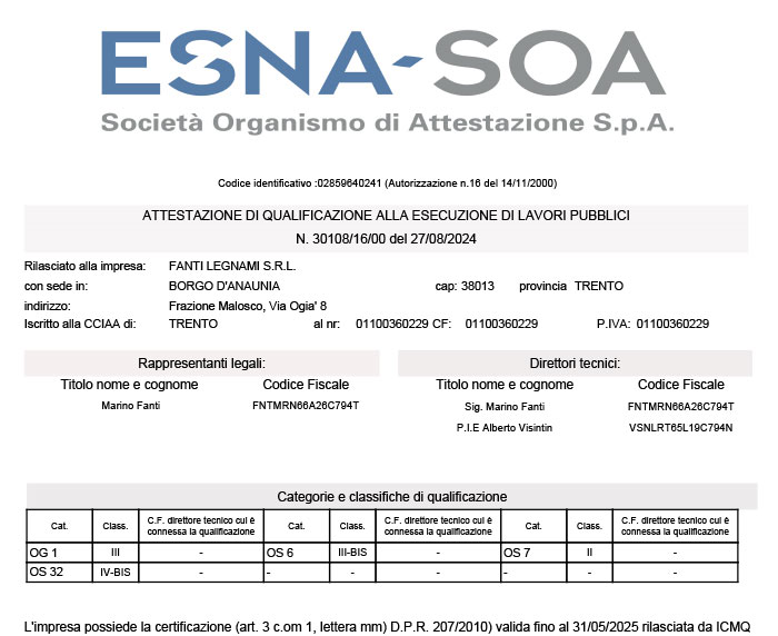 Attestato SOA